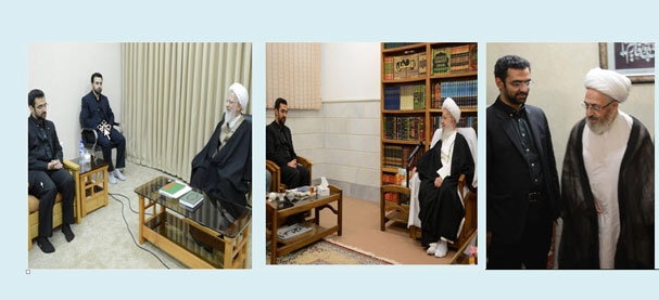 دیدار مهندس آذری جهرمی، معاون وزیرارتباطات و فناوری اطلاعات ، رئیس هیات مدیره و مدیرعامل شرکت ارتباطات زیر ساخت با آیات عظام جوادی آملی، مکارم شیرازی و سبحانی