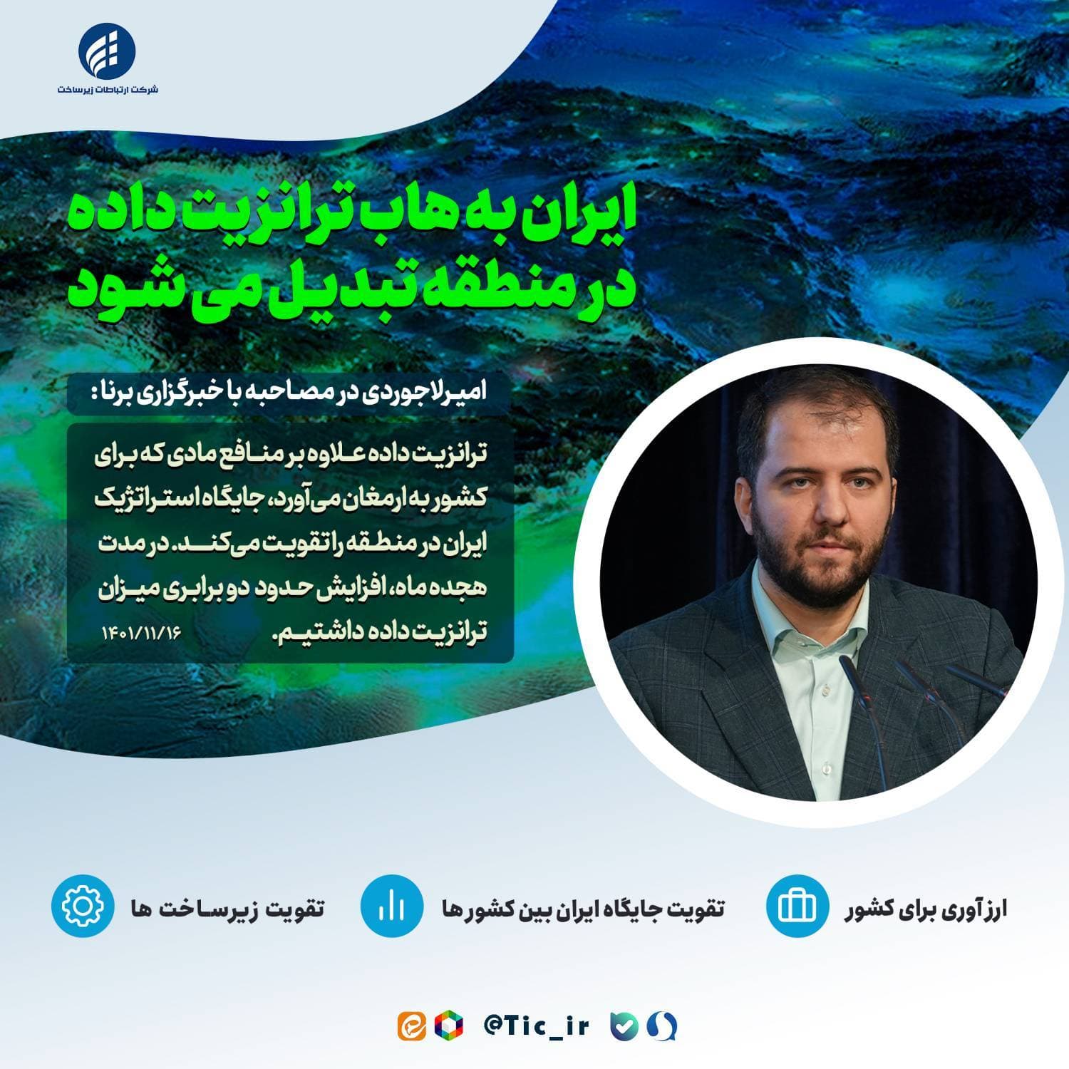 ایران به هاب ترانزیت داده تبدیل می‌‌شود