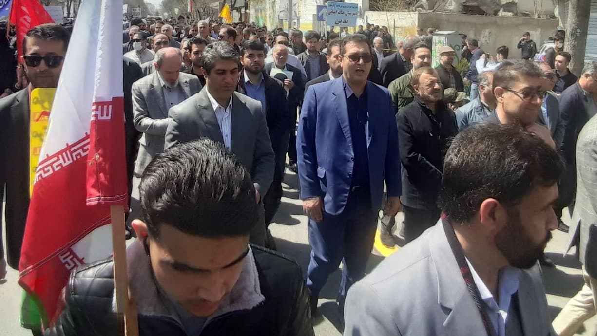 حضور کارکنان مدیریت ارتباطات زیرساخت استان اردبیل در راهپیمایی روز قدس